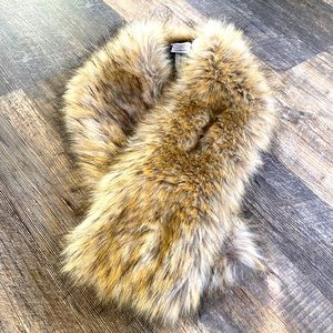 J crew faux fur scarf. Reversible flannel lining